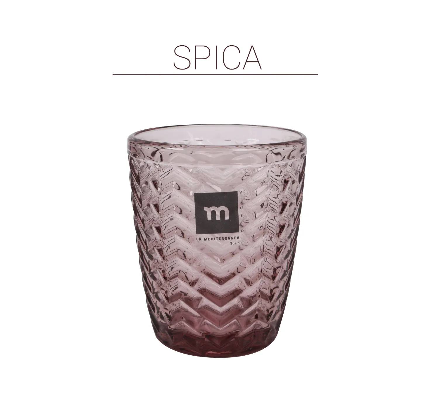 SPICA Plum pink drinking glasses tumblers 290ml embossed glassware vintage style