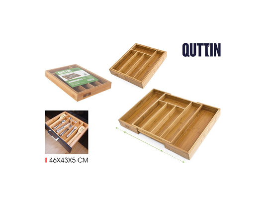 Bamboo Cutlery Tray Expandable Large 43x46x5cm