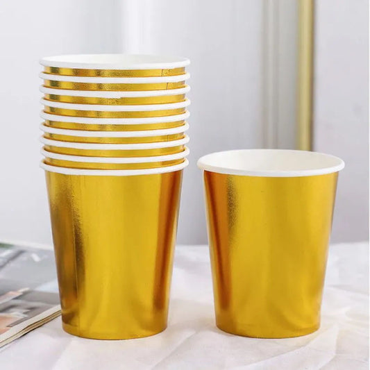 Algon Biodegradable 200ml disposable party glasses Gold