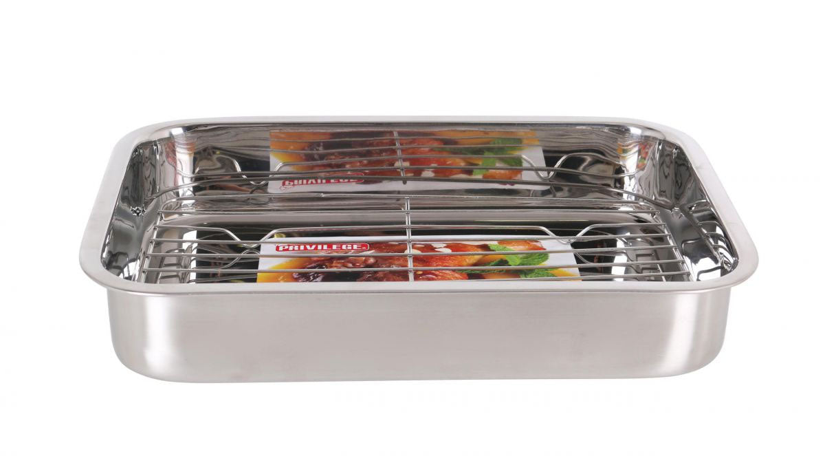 Oven tray Stainless Steel with Grill 38.3x27.4cm Quttin