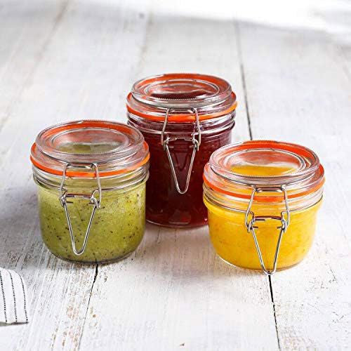 Clip Top Airtight Clear Glass Storage Spice Herb Jam Jar 180ml