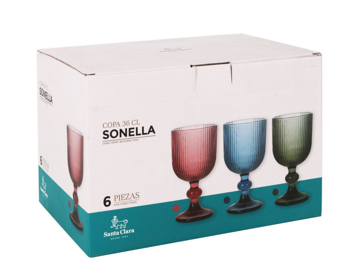 Sonella Grey green Wine glasses 360ml embossed striped vintage glassware