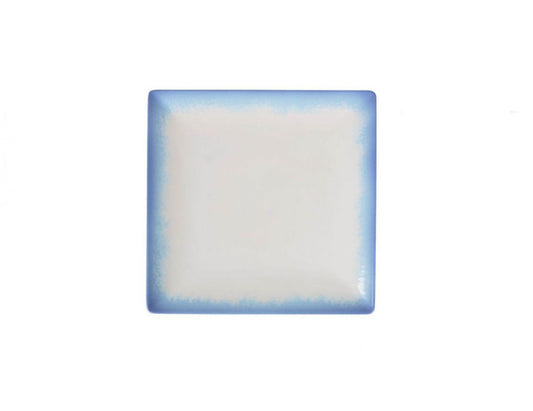 Ibiza 24cm square dinner plates white blue sky Stoneware