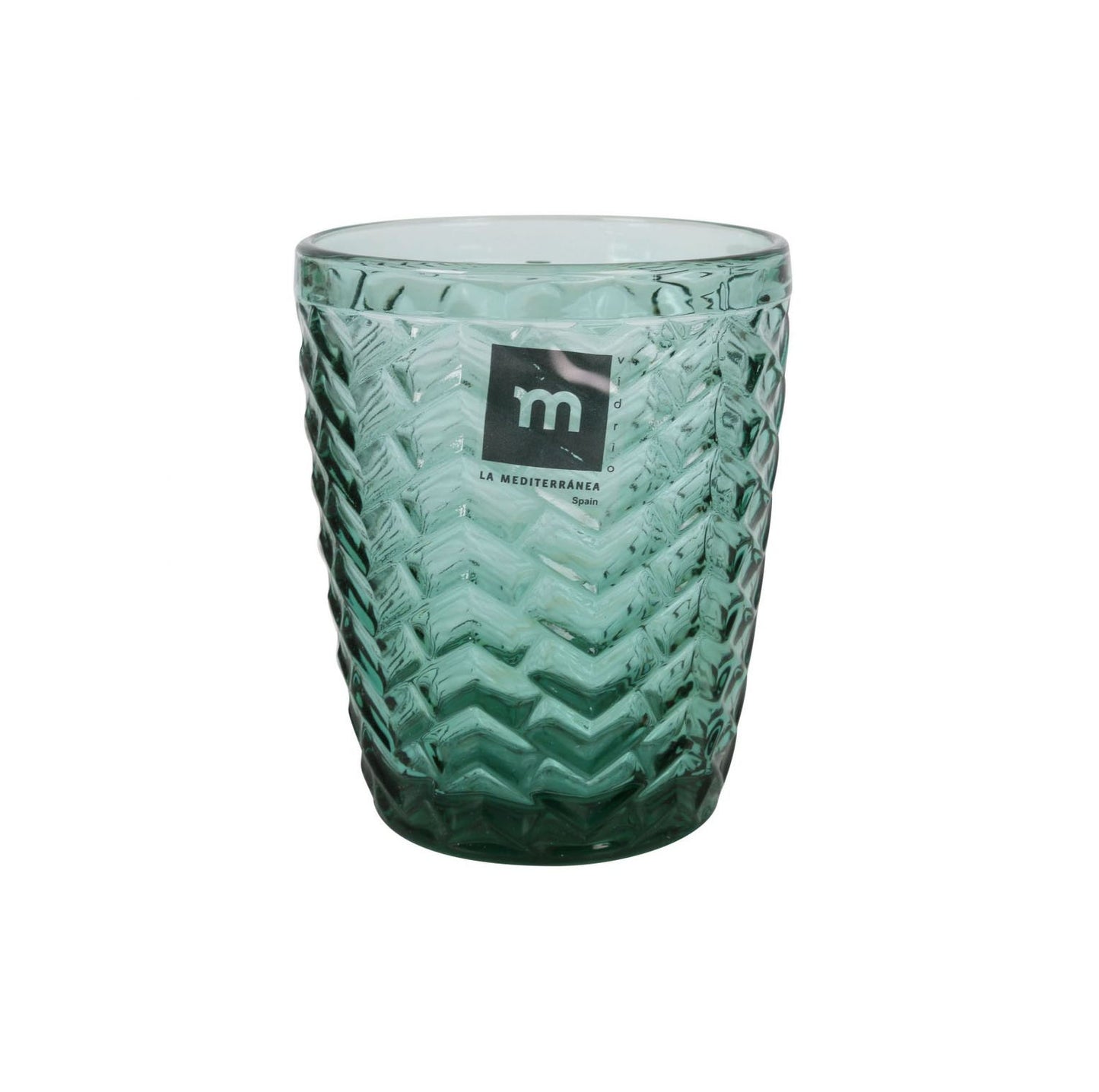 SPICA green drinking glasses tumblers 290ml embossed glassware vintage style