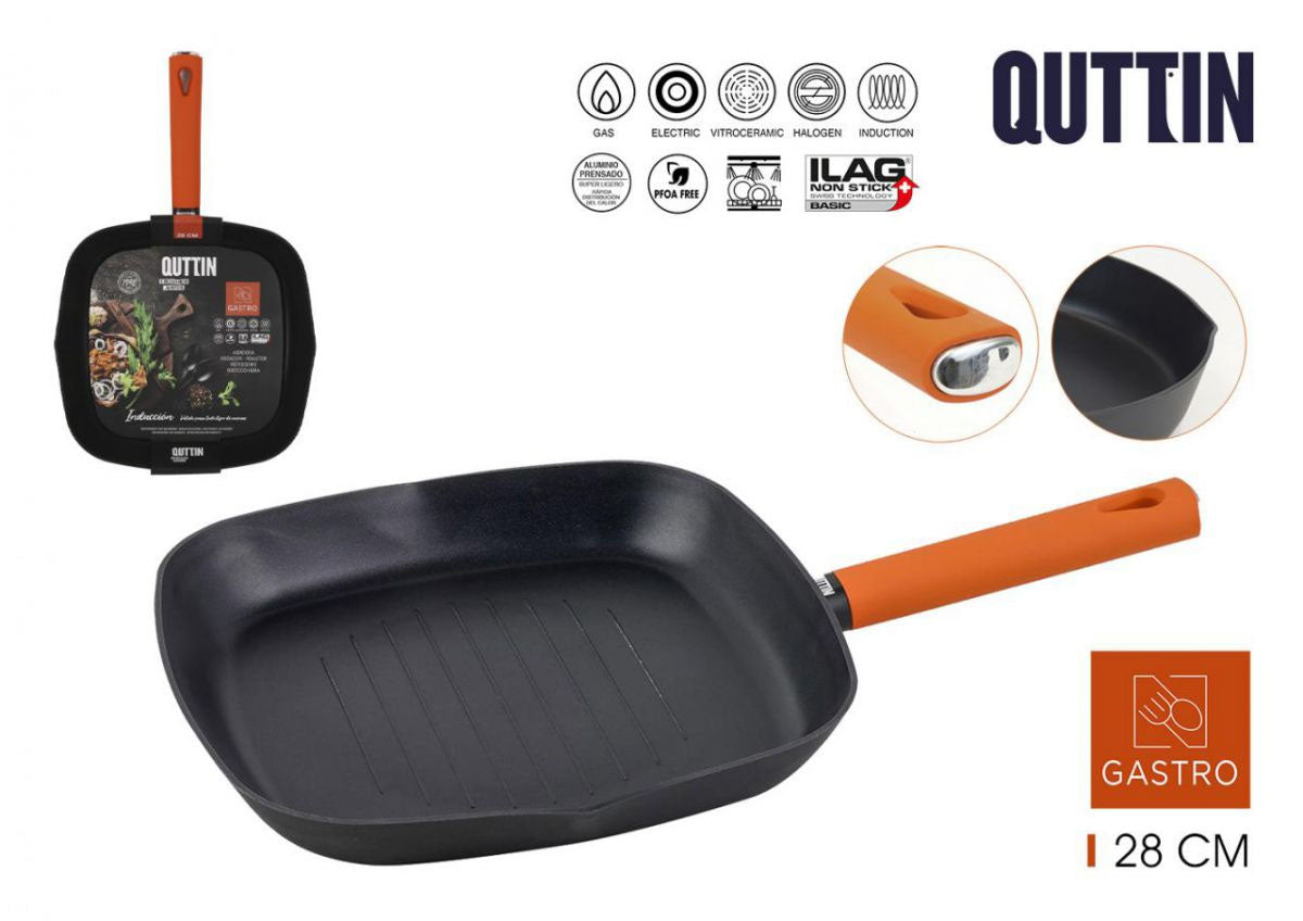 Quttin Gastro 28cm Square grill Frying pan Pressed Aluminium Non Stick Induction