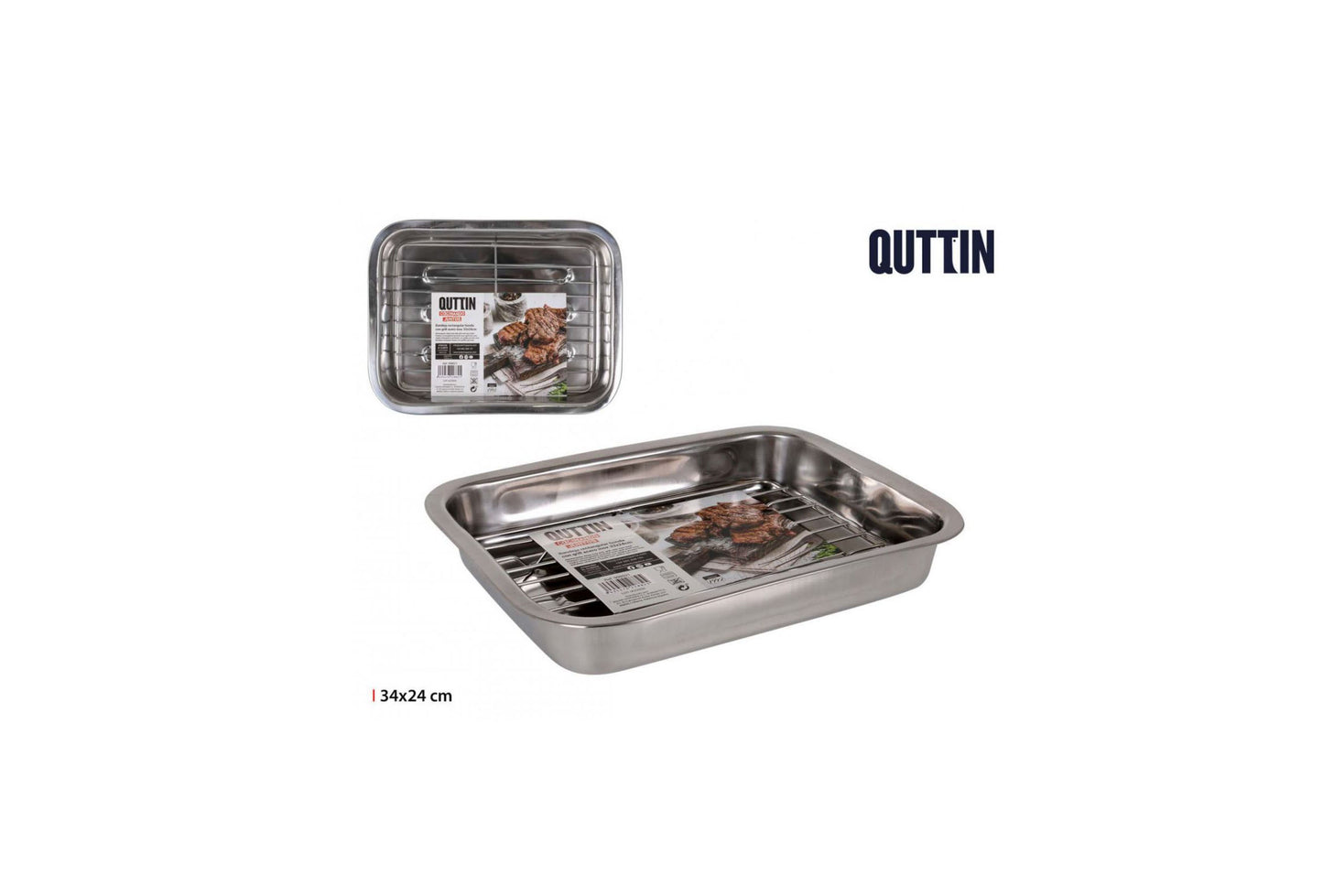 Oven tray Stainless Steel with Grill 32.7x23.5cm Quttin