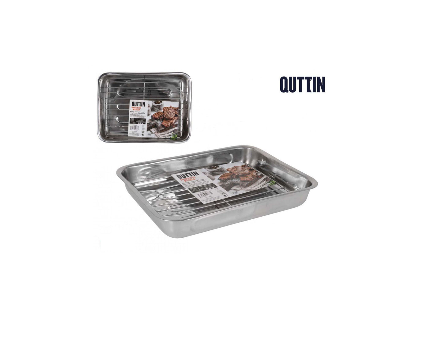 Oven tray Stainless Steel with Grill 38.3x27.4cm Quttin