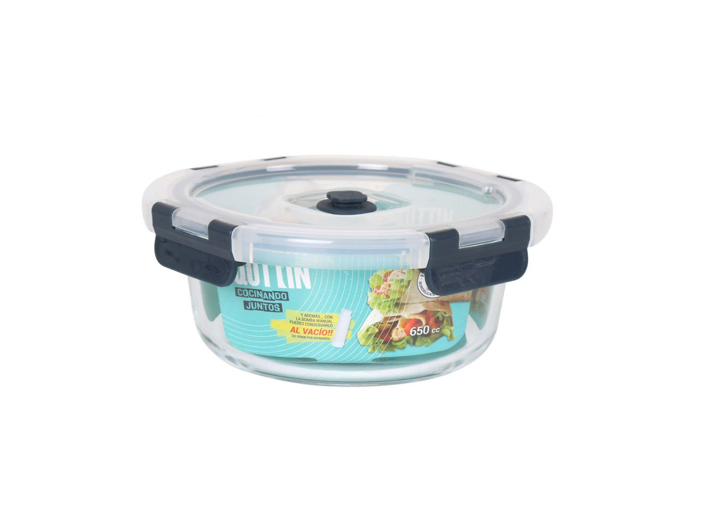 Air vacuum 650ml round food containers kitchen storage pump QUTTIN