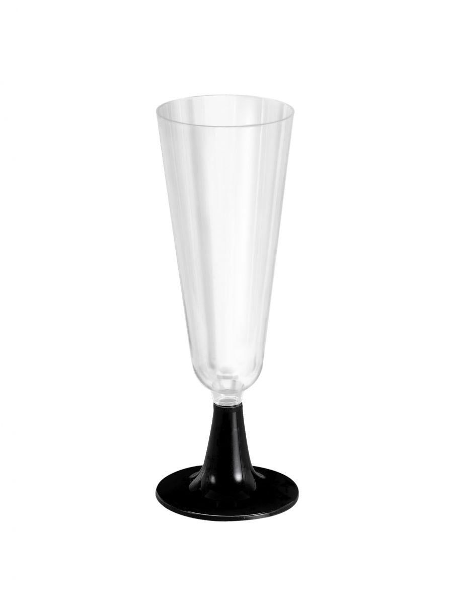 100x Reusable disposable Champagne flutes prosecco cocktail glasses 150ml Algon black stem