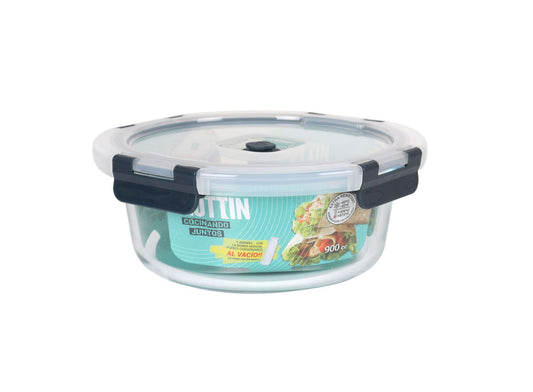 Air vacuum 900ml round food containers kitchen storage pump QUTTIN