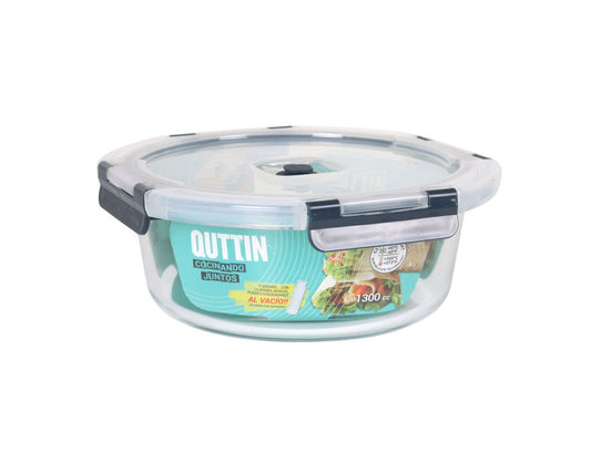 Air vacuum 1300ml round food containers kitchen storage pump QUTTIN