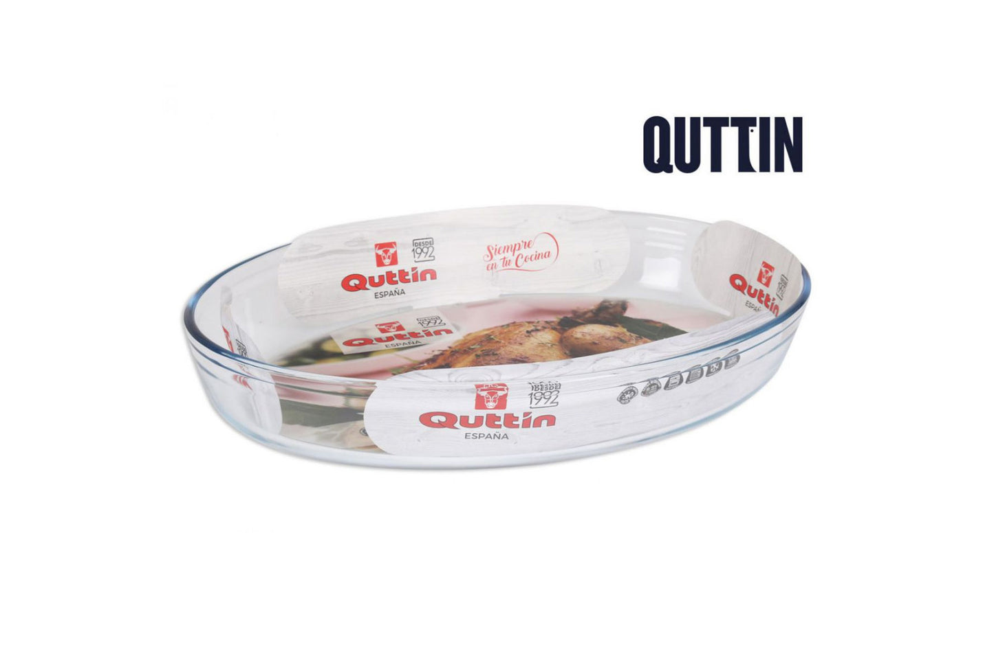 39x27cm oval Glass Oven Baking Lasagne tin roasting tray dish Quttin