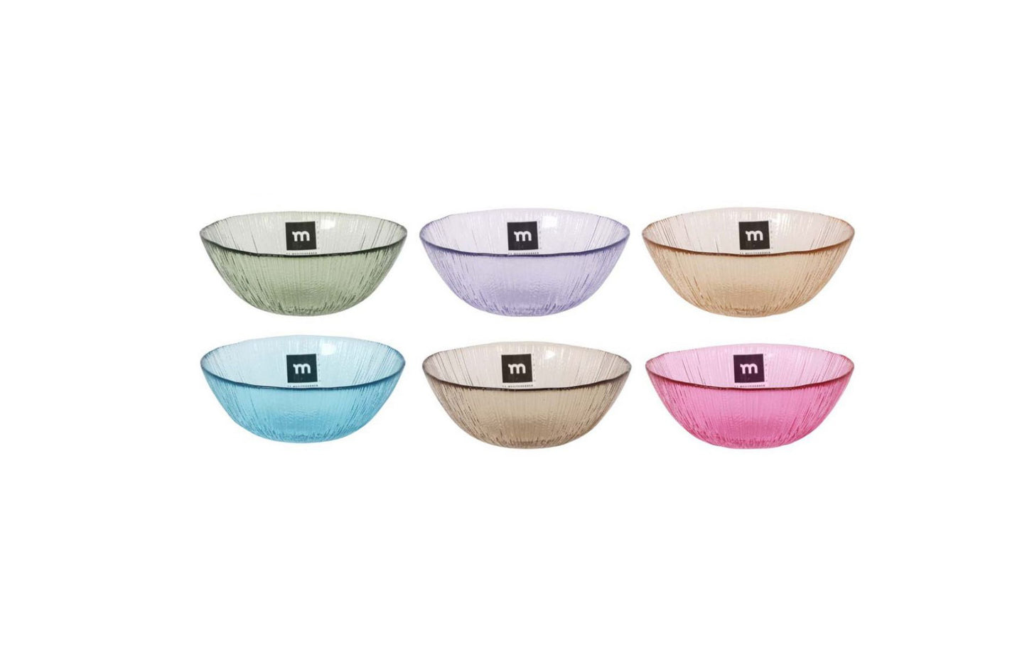 Glass Snack bowls assorted colours 13x13x5cm