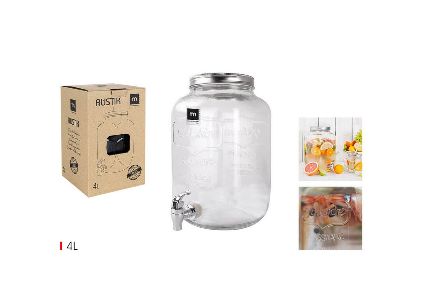 4L glass Drinks Dispenser Rustik