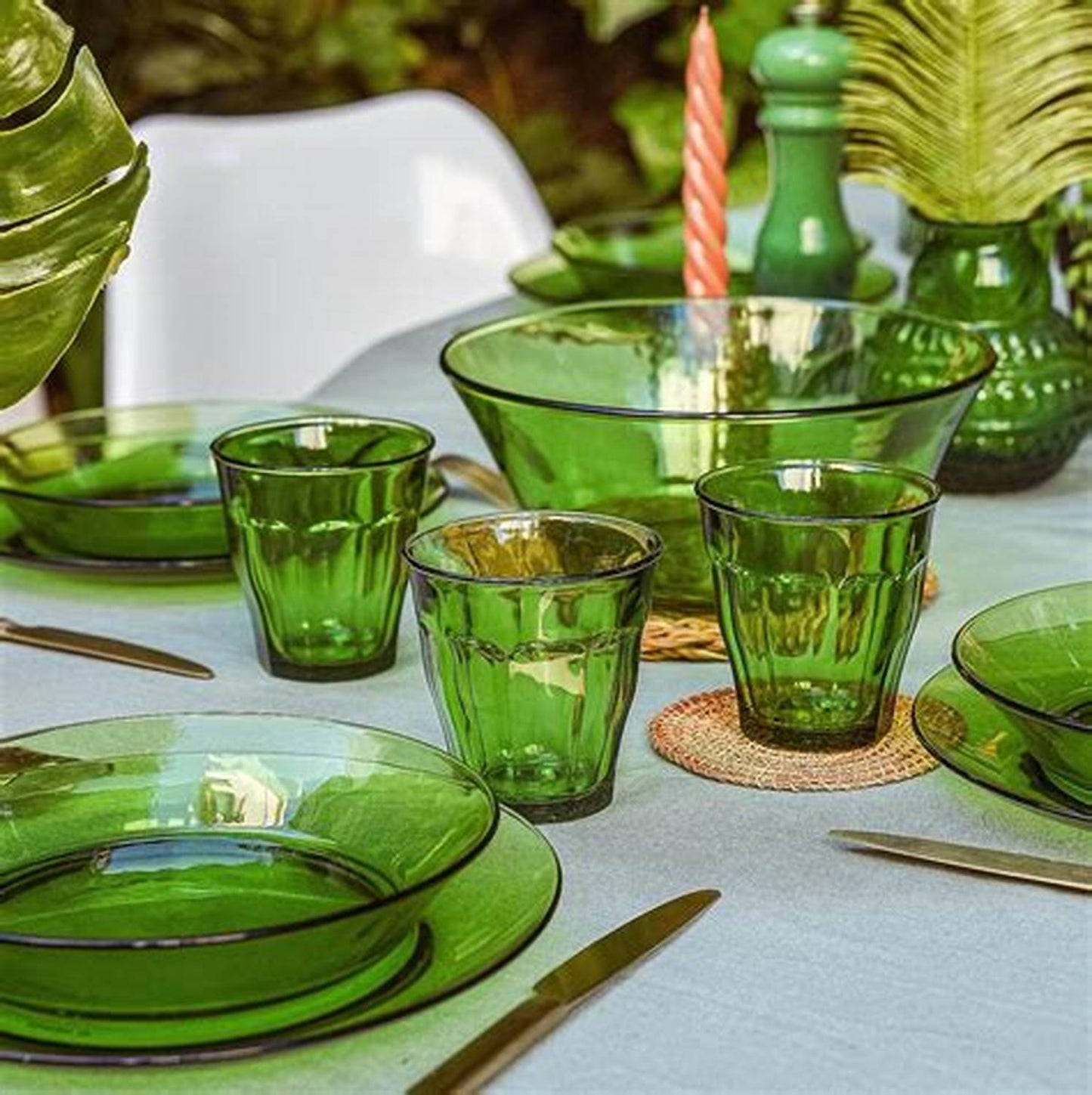 12pcs glass dinner set Duralex Lys green