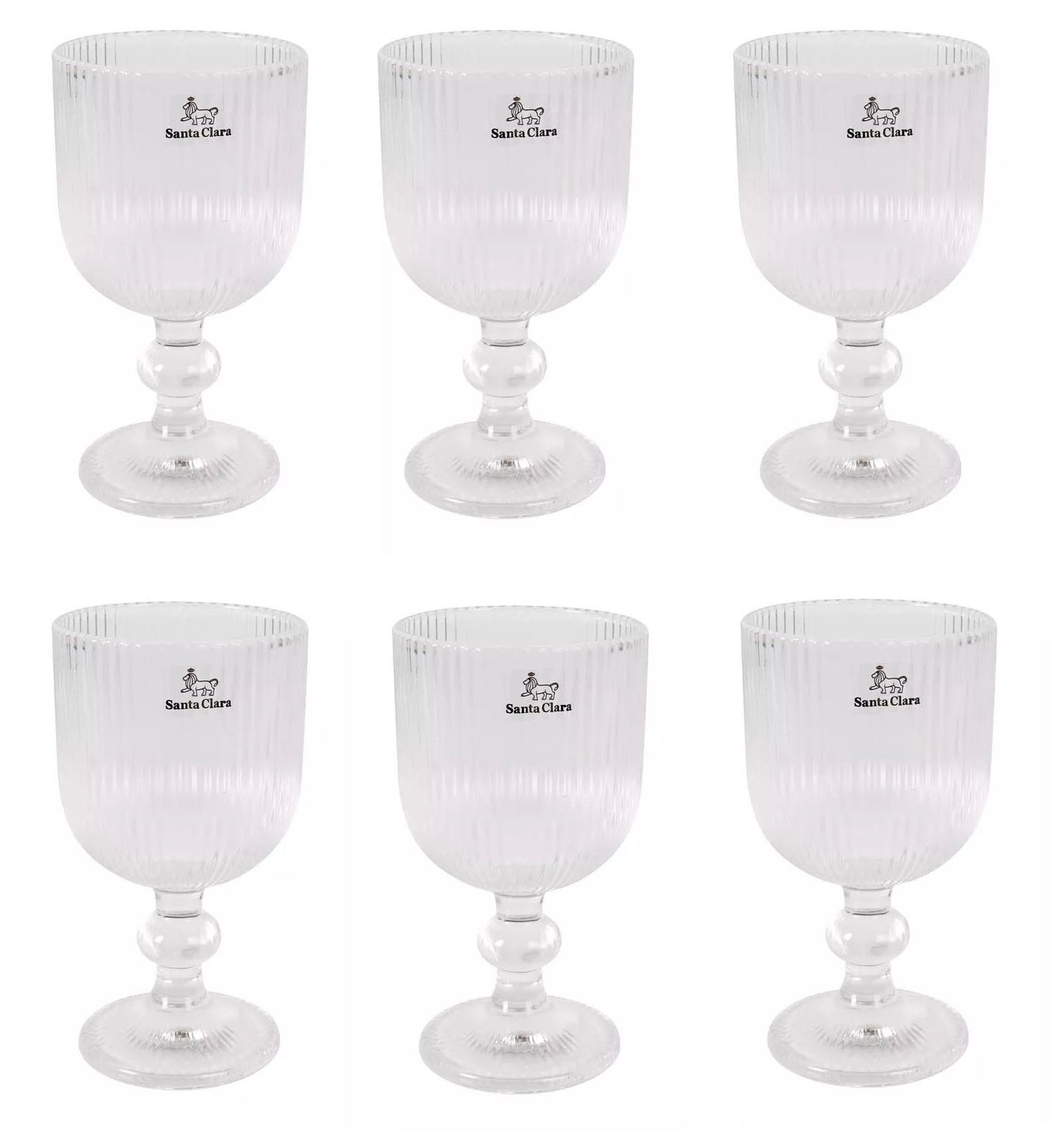 Sonella Clear Wine glasses 255ml embossed striped vintage glassware