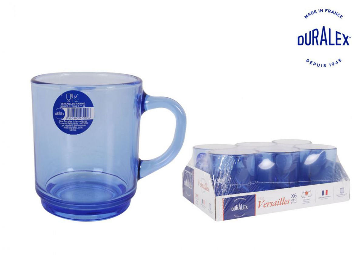 Duralex Marine Stackable coffee tea mugs 260ml Versailles