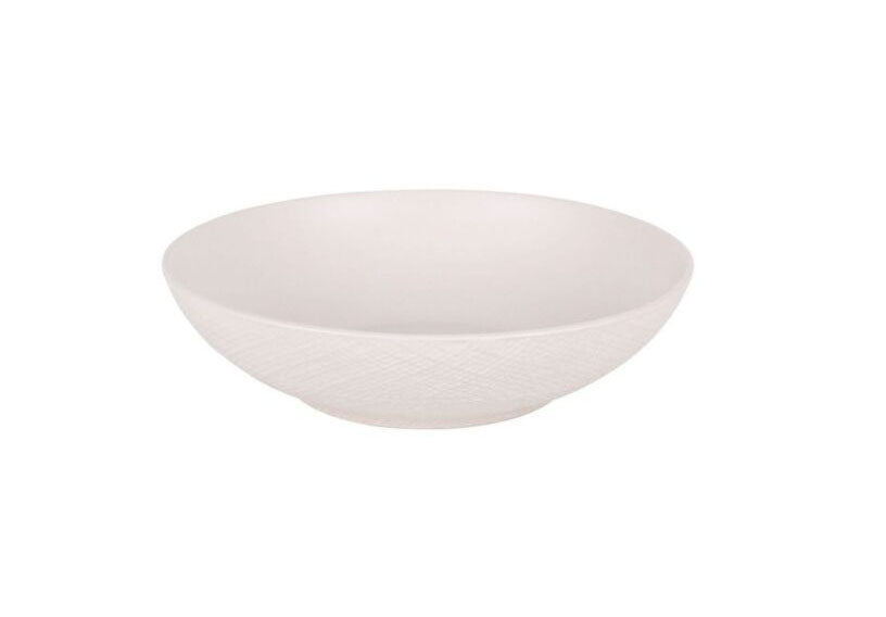 Malpica Mat Cream Embossed Stoneware Pasta bowls soup stew cereal 19.5cm