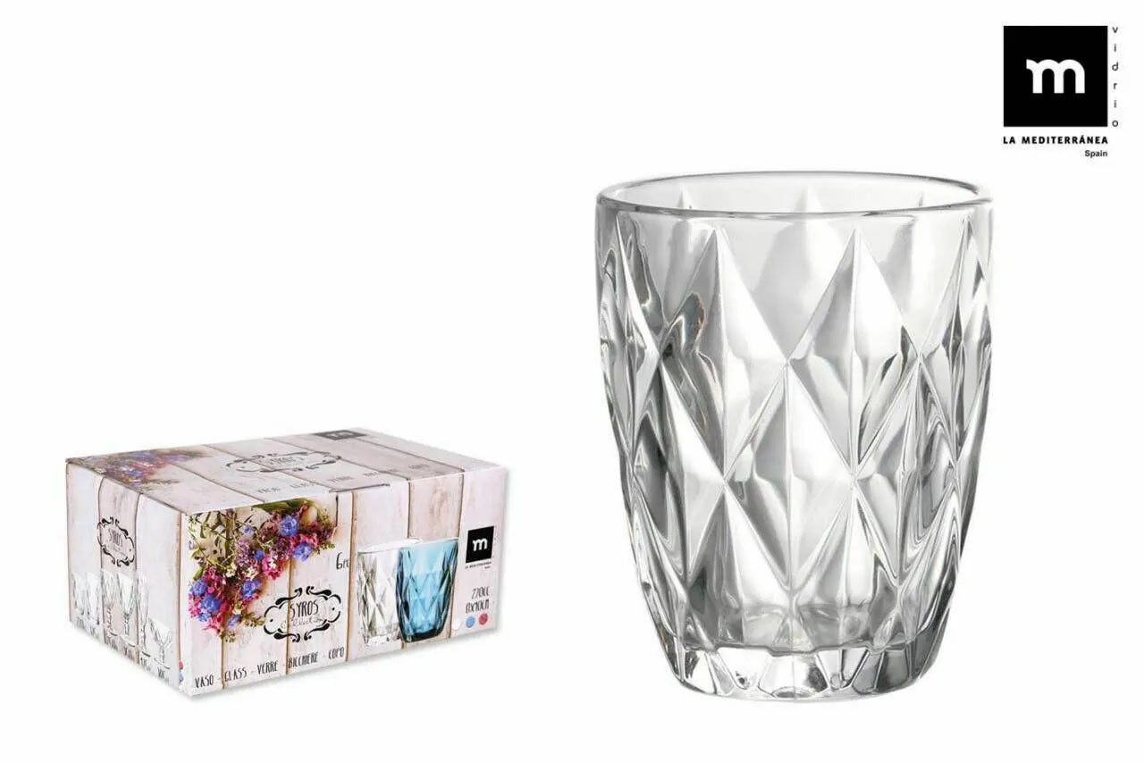 Syros Clear Tumblers 270ml vintage diamond drinking glasses