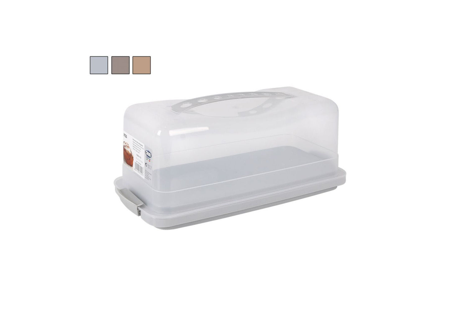 Bread storage container cake carrier plastic rectangular 35.5cm ASSORTED