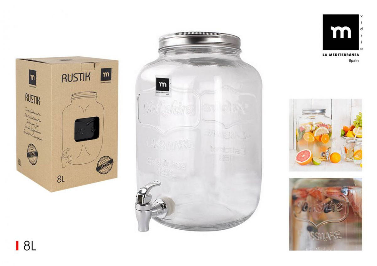 8L glass Drinks Dispenser Rustik