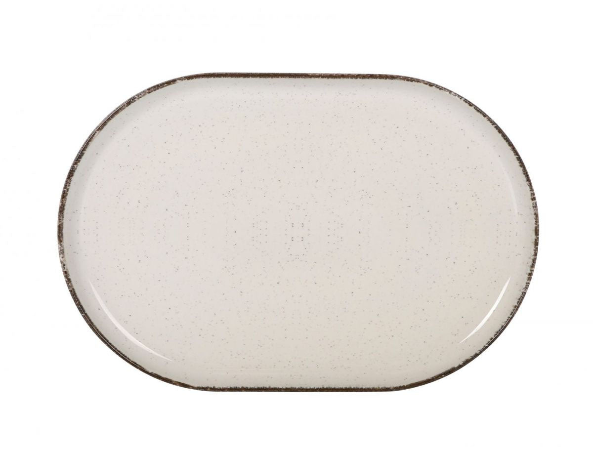 Nordic Anllo Ivory Glossy OVAL 20x13cm Dessert plate tapas plate side