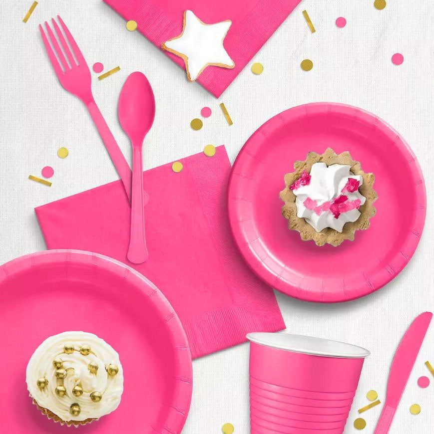 Algon Plates Disposable Biodegradable Fuchsia paper party take away Pack of 10