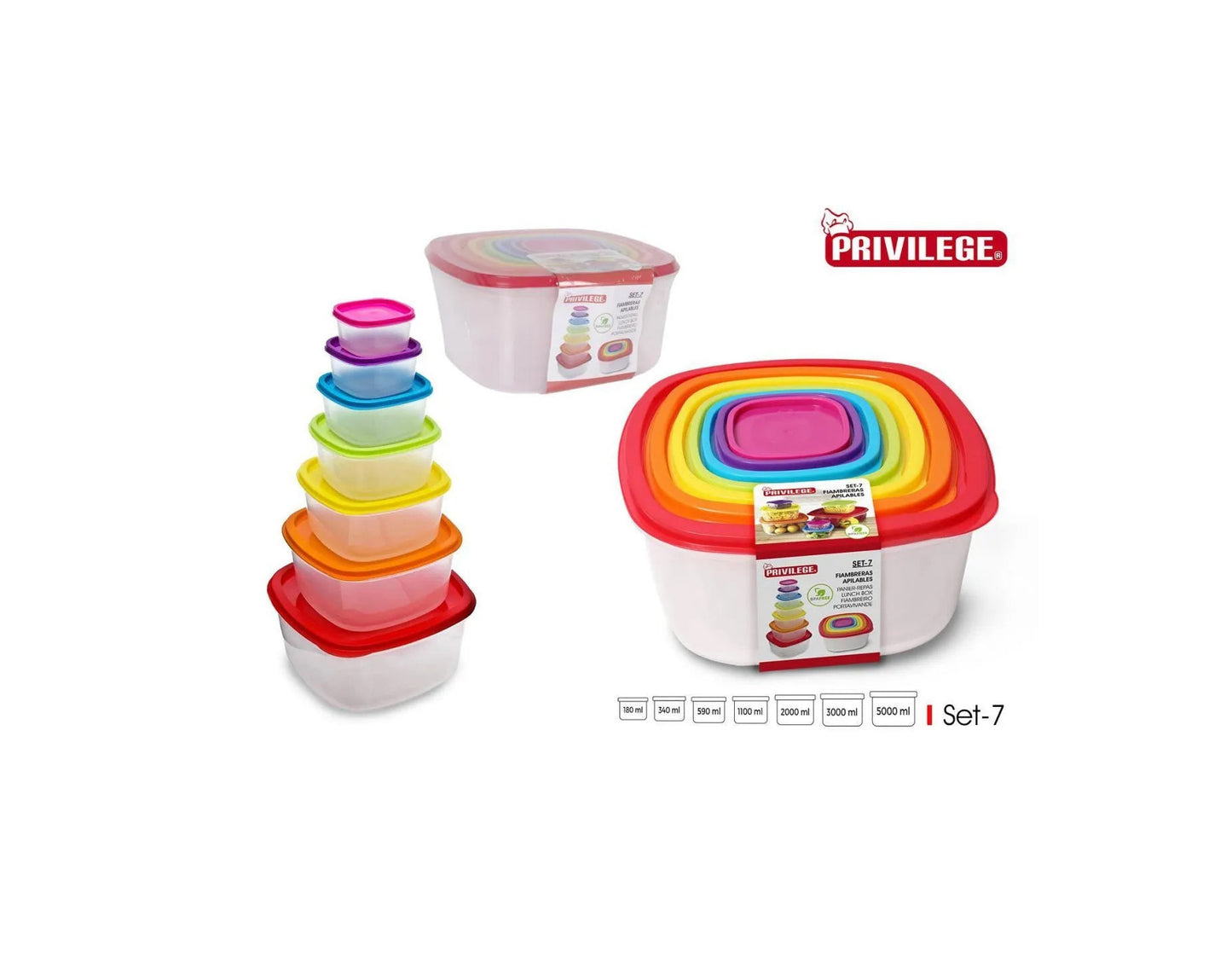 Food containers kitchen storage Set of 7 - LARGE lunch box kitchen storage 180ml to 5L