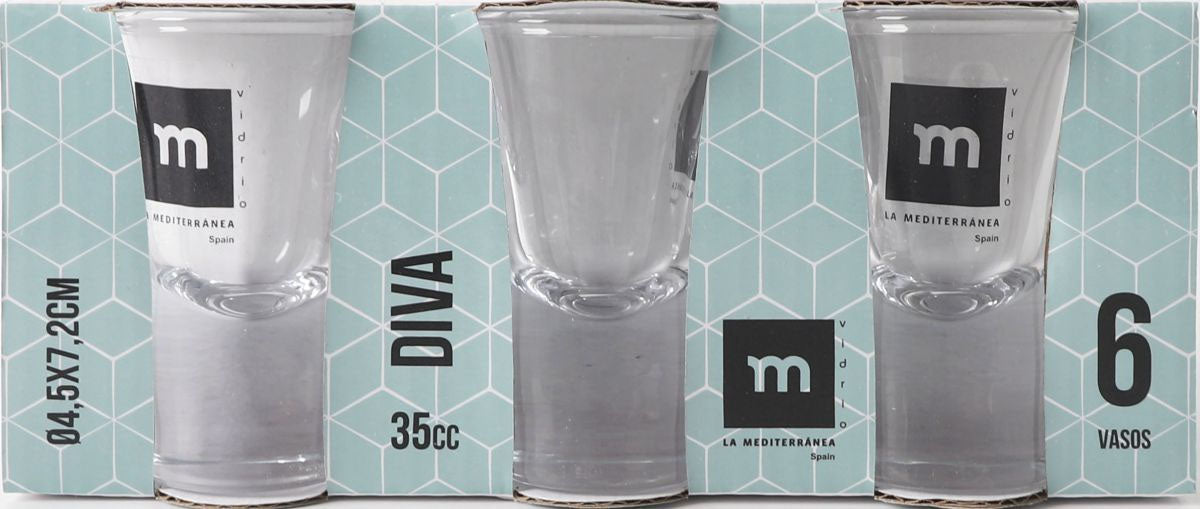 Shot glasses 35ml DIVA pack of 6