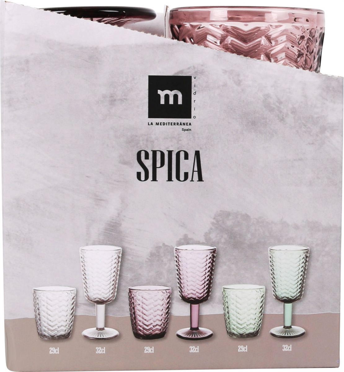 Spica wine glass Plum 320ml embossed glassware vintage style