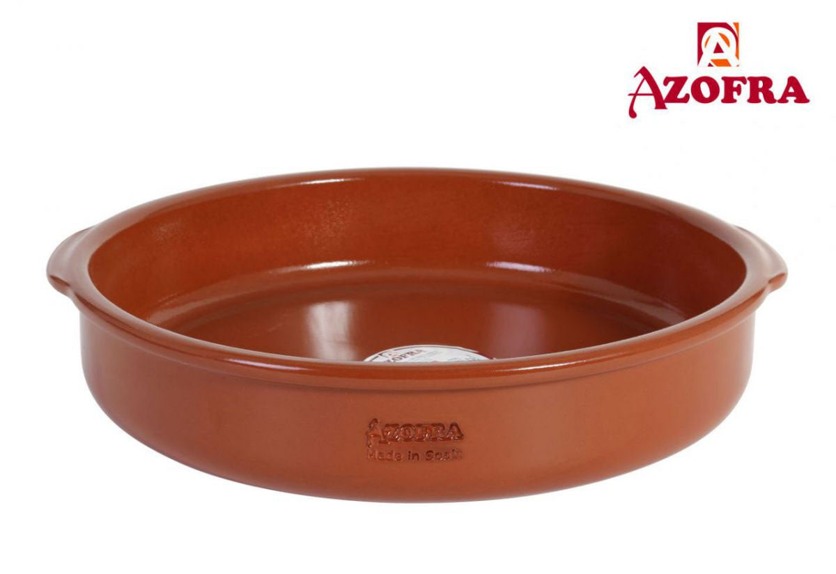 Azofra round Spanish terracotta oven dish casserole pan 36cm ceramic tapas cooking