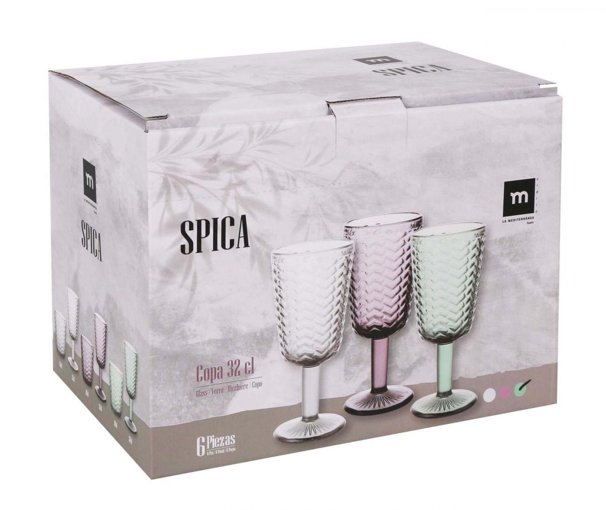 Spica wine glass Plum 320ml embossed glassware vintage style