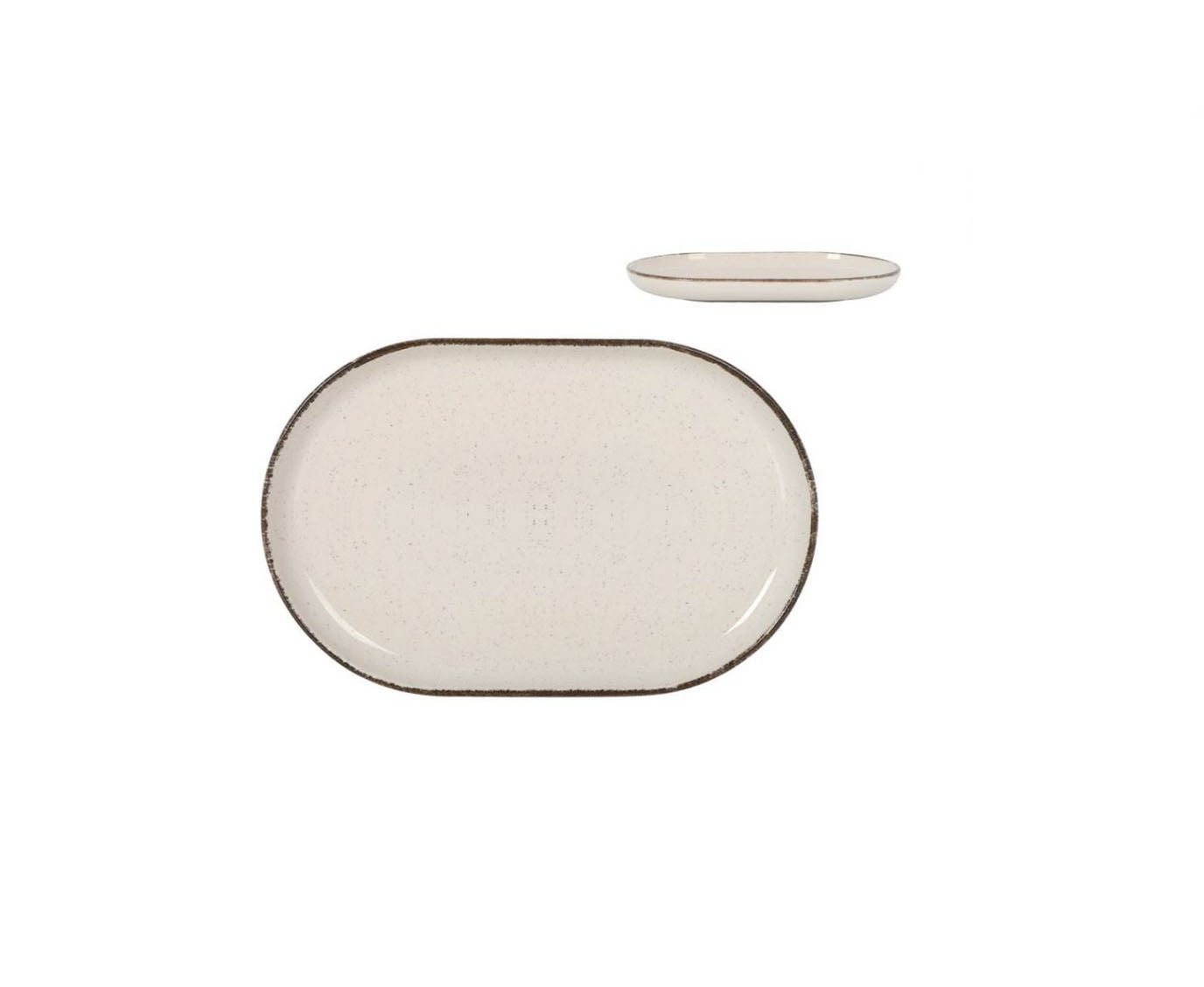 Nordic Anllo Ivory Glossy OVAL 20x13cm Dessert plate tapas plate side