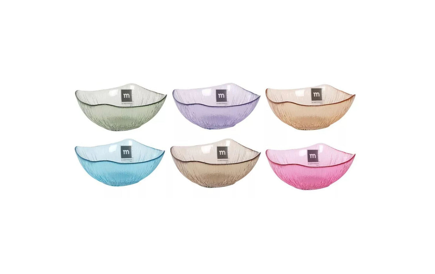 Glass Snack bowls assorted colours Square 13x13x5.5cm