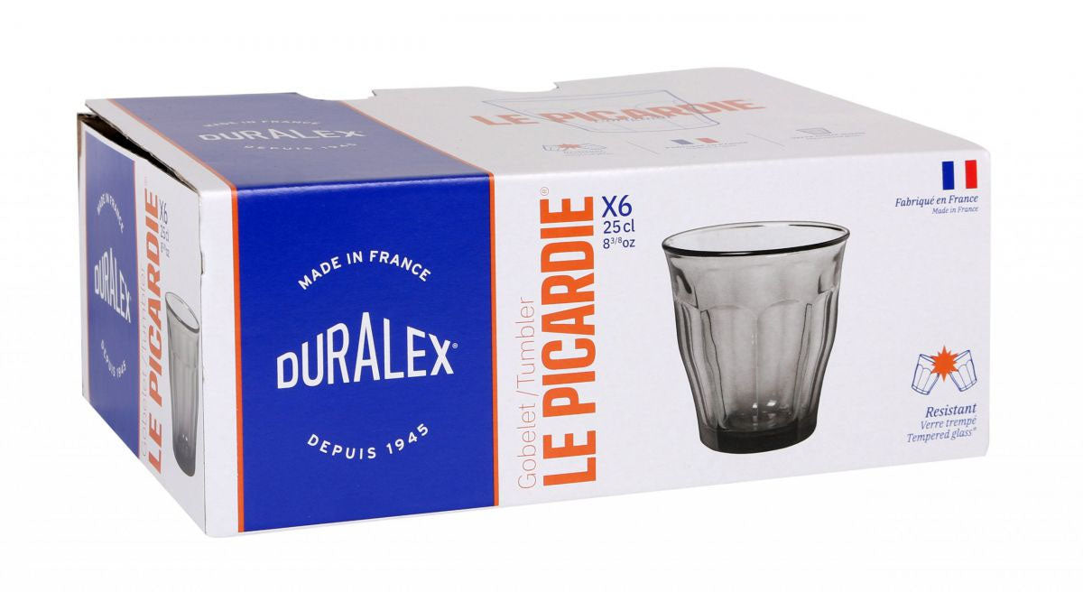 Duralex Grey Picardie drinking glasses tumblers 250ml