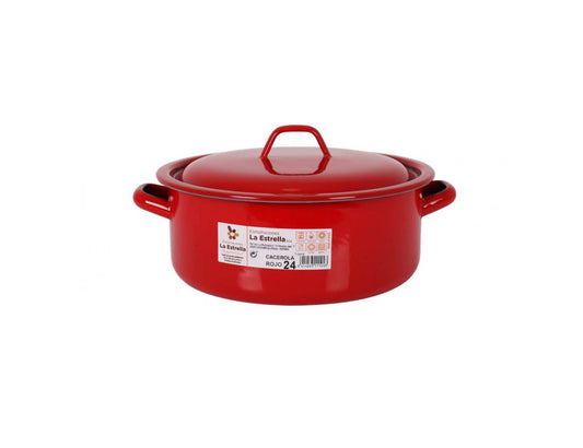 Red Casserole Enameled Steel 24cm La Estrella