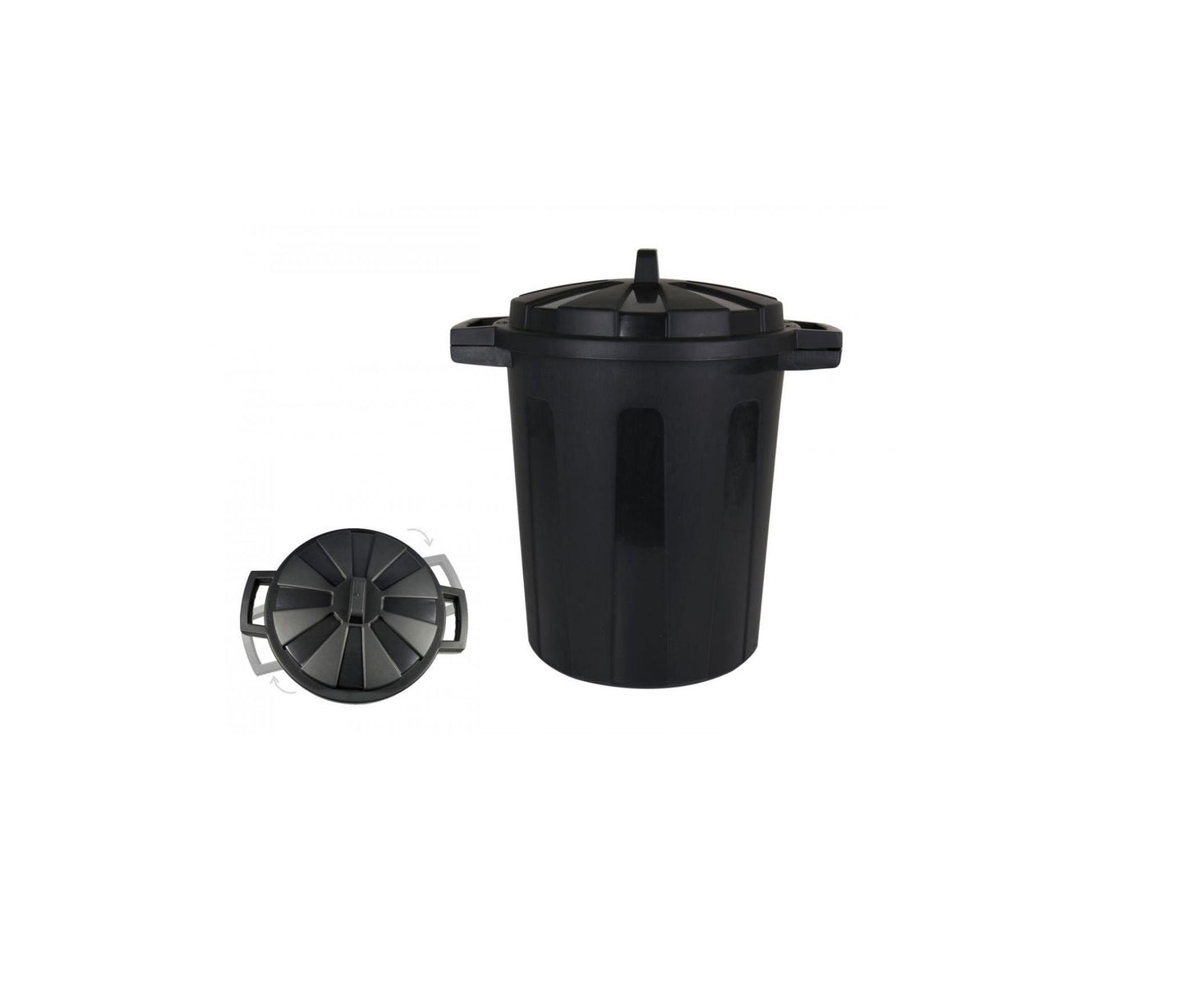 35L black plastic bin waste Rubbish outside garden 45x35x48cm