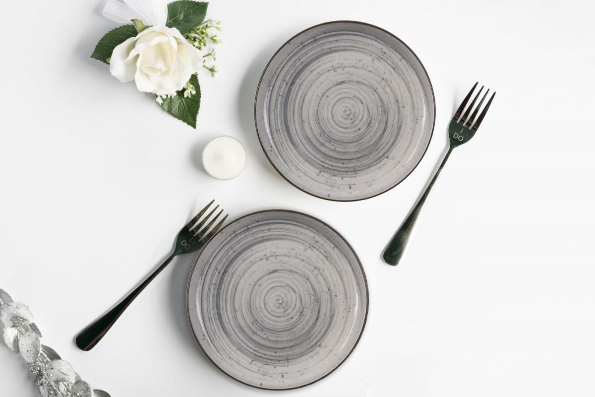 Nordic Vortex 12pcs Dinner set service dinner plates Stoneware