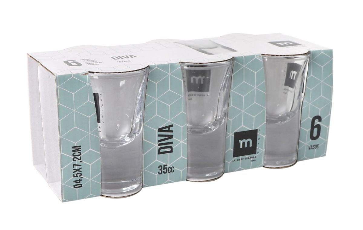 Shot glasses 35ml DIVA pack of 6