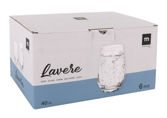 Drinking glass tumbler stemless wine glass 400ml Lavere Box of 6