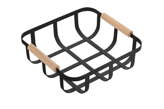 Metal Wood Storage kitchen home basket 23x23x8cm Confortime