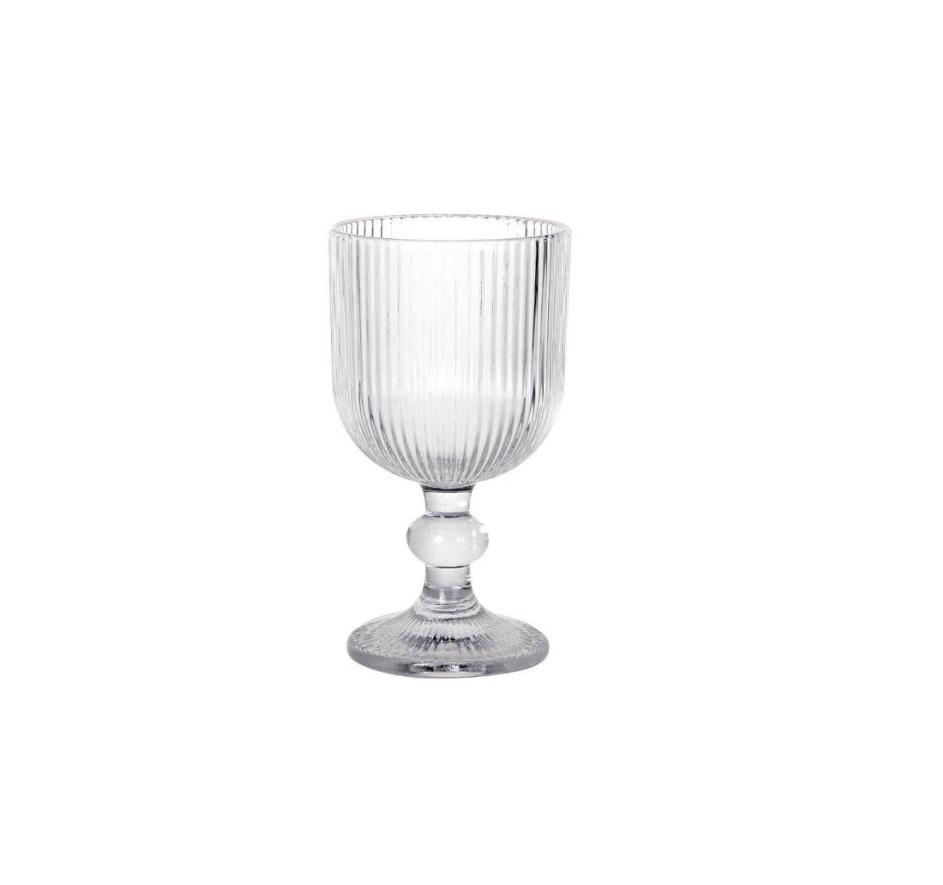 Sonella Clear Wine glasses 360ml embossed striped vintage glassware