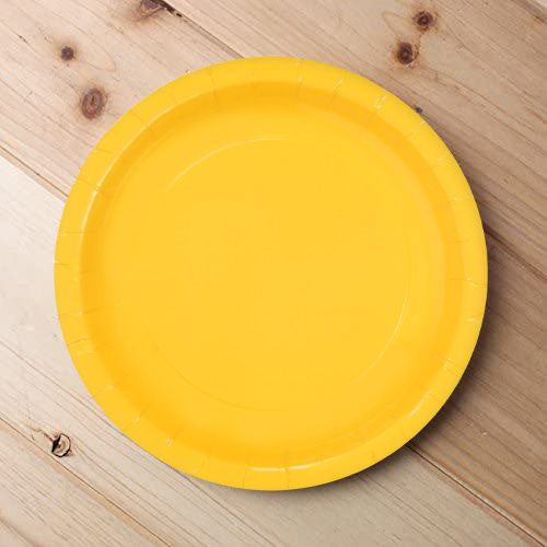 Algon Plates Disposable Biodegradable Yellow paper party take away Pack of 10