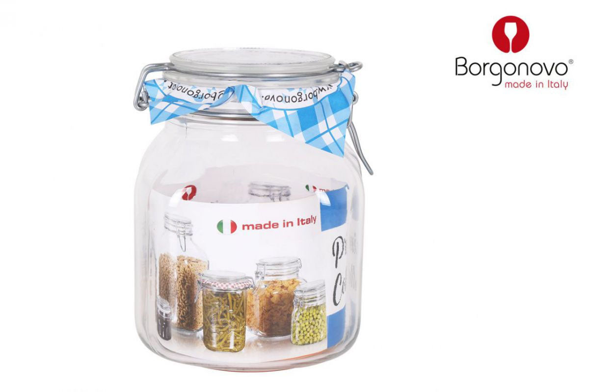 Borgonovo Primizie 1.7L Clip Top Hermetic Glass Food Storage Preserve Jar Canister Pot 1700ml