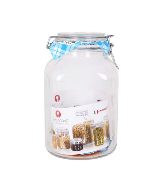 Borgonovo Primizie 3.1L Clip Top Hermetic Glass Food Storage Preserve Jar Canister Pot 3100ml