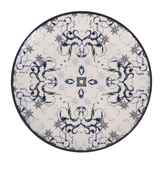 Tesa 20cm dessert side plates Stoneware Relief decoration Blue Geometric design