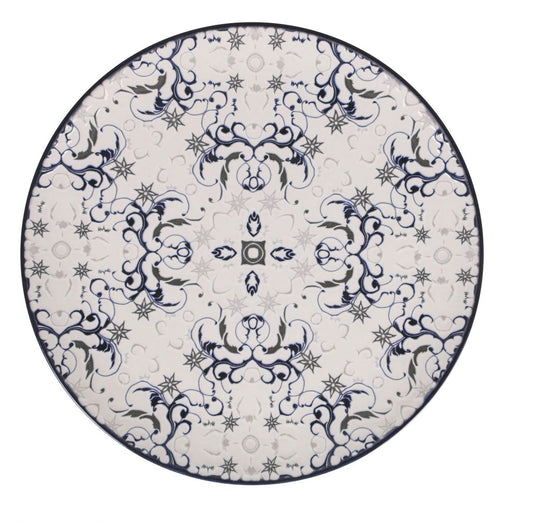 Tesa 26cm Dinner plates Main course Stoneware Relief decoration Blue Geometric design