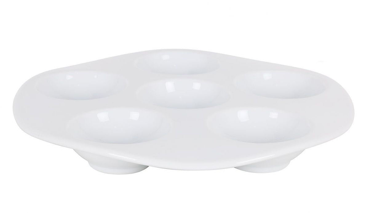 White Porcleain degustation Serving dish 6 compartments 28cm