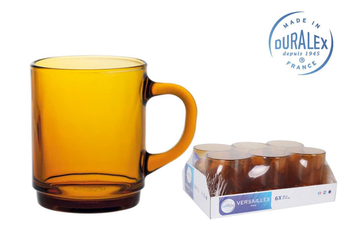 Duralex Amber Stackable coffee tea mugs 260ml Versailles