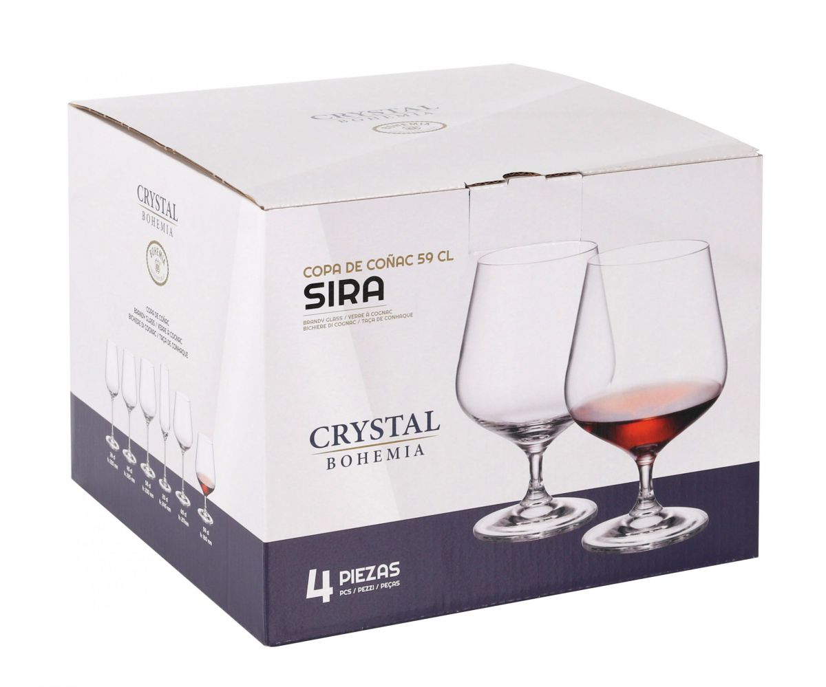 Bohemia Crystal Brandy cups glasses 590ml SIRA